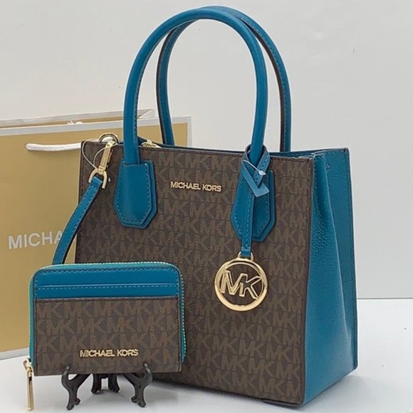 Michael Kors Mercer Md Crossbody Messenger Bag & Jet Set Md ZA Card Case Wallet - Picture 14 of 16